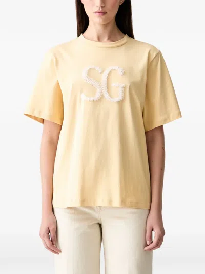 Stine Goya Logo Embroidered T-shirt In Yellow