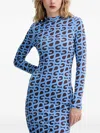 Stine Goya Logo-print Long-sleeve Midi Dress In Blue