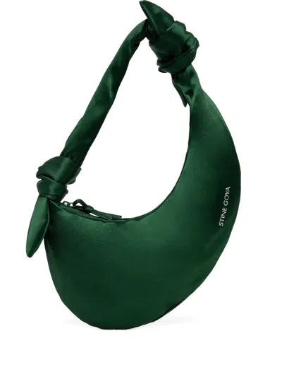Stine Goya Logo-print Satin Tote Bag In Green