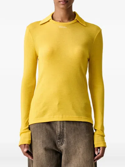 Stine Goya Logo-embroidered Ribbed Top In Yellow