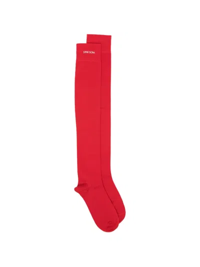 Stine Goya Logo-embroidered Socks In Red