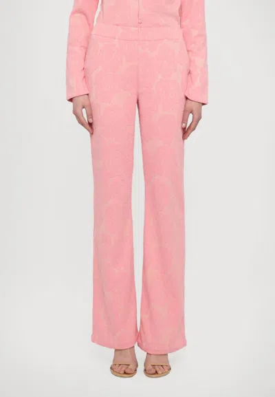 Stine Goya Long Flared Elasticated Pants In Pink In Animal Print