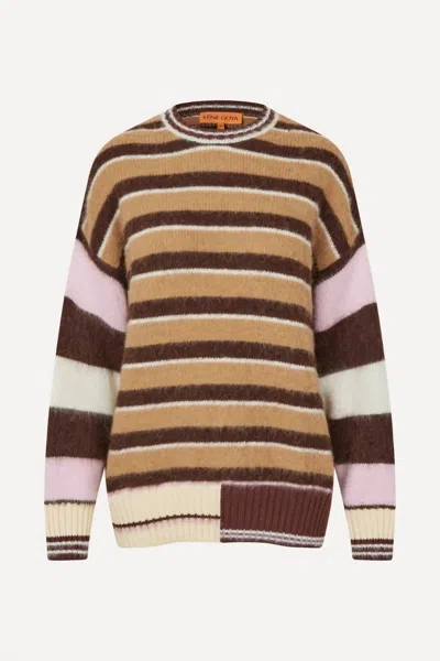 STINE GOYA LONG SLEEVE CREW KNIT IN MULTI STRIPES