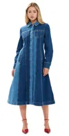 Stine Goya Long Sleeve Two Tone Organic Cotton Denim Shirtdress In Two Tone Denim