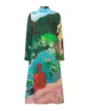 Stine Goya Long Sleeve Midi Dress In Summer House In Green