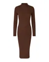 Stine Goya Long Sleeve Turtleneck Knit Dress Coffee Brown In Brown