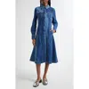 Stine Goya Long Sleeve Two Tone Organic Cotton Denim Shirtdress In Two Tone Denim