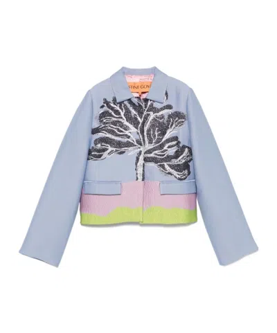 Stine Goya Patterned-jacquard Jacket In Blue