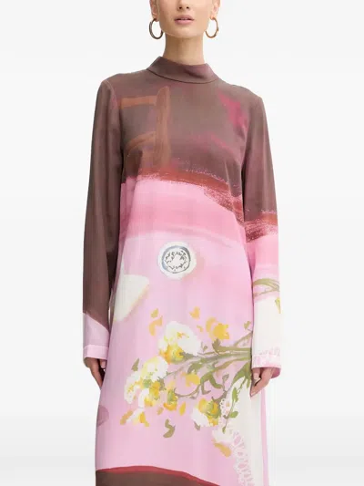 Stine Goya Long-sleeves Midi Dress In Pink