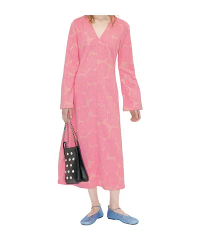 Stine Goya Long-sleeve V-neck Dress In Pink