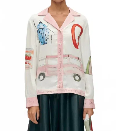 Stine Goya Loose Long Sleeve Shirt In Camp Print In Neutral