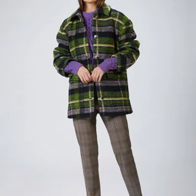 Stine Goya Lottie Jacket In Tartan Navy In Blue