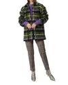 Stine Goya Lottie Jacket In Tartan Navy In Green