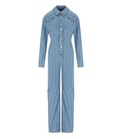 Stine Goya Louisiana Bedruckter Jumpsuit Aus Denim In Hellblauer Denim