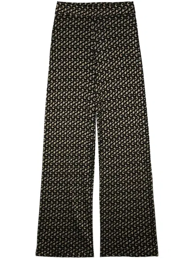 Stine Goya Magic Logo-print High-rise Trousers In Black