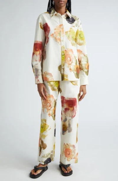 Stine Goya Martina Floral Organic Cotton Pants In White