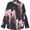 Stine Goya Melting Flowers Print Button Front Shirt In Black