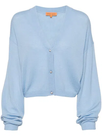 Stine Goya Merino-silk Cardigan In Blue