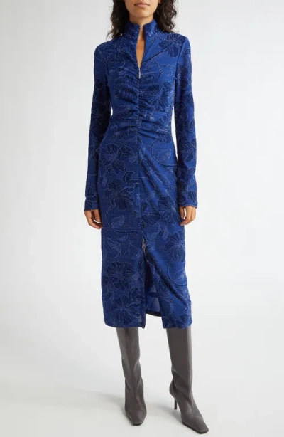 Stine Goya Metallic Floral Jacquard Long Sleeve Dress In Multicoloured