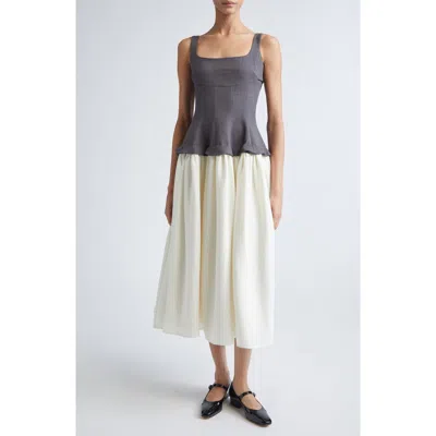 Stine Goya Mixed Media Corset Dress In Gray