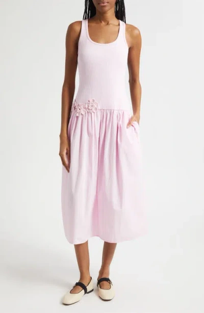 Stine Goya Mixed Media Tank Midi Dress In Pink