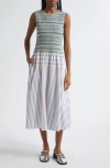Stine Goya Mixed Stripe Smock Bodice Organic Cotton Dress In Multi