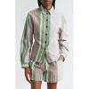 Stine Goya Mixed Stripe Tie Back Organic Cotton Button-up Shirt In Green