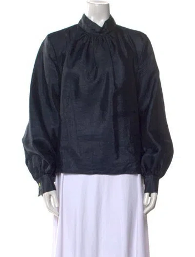 Pre-owned Stine Goya Mock Neck Long Sleeve Blouse In Blue