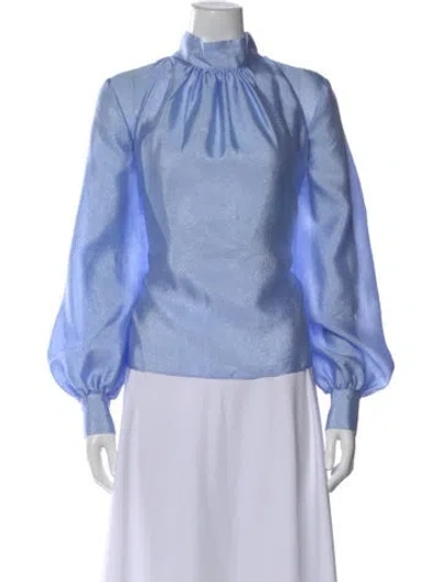 Pre-owned Stine Goya Mock Neck Long Sleeve Blouse In Blue