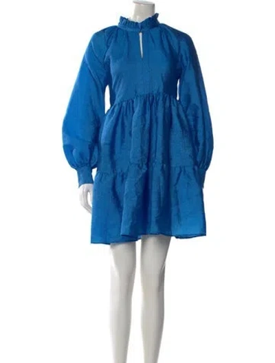 Pre-owned Stine Goya Mock Neck Mini Dress In Blue