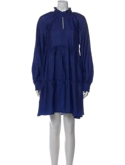Pre-owned Stine Goya Mock Neck Mini Dress In Blue