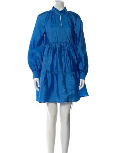 Pre-owned Stine Goya Mock Neck Mini Dress W/ Tags In Blue