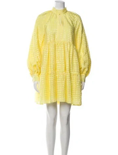 Pre-owned Stine Goya Mock Neck Mini Dress In Yellow