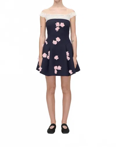 Stine Goya Off The Shoulder Mini Dress In Pink Petunia In Blue