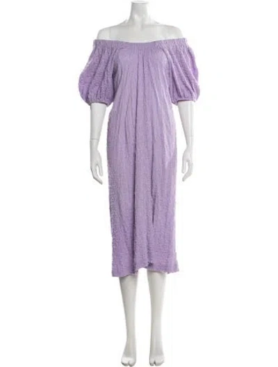 Pre-owned Stine Goya Off-the-shoulder Midi Length Dress In Purple
