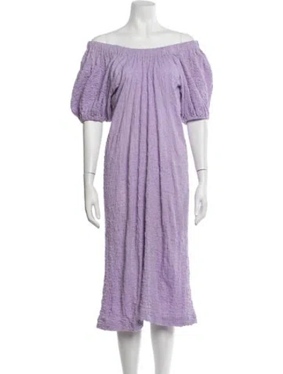 Pre-owned Stine Goya Off-the-shoulder Midi Length Dress In Purple