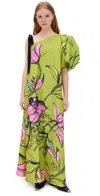 Stine Goya One Sleeve Maxi Dress With Bow Strap Pencil Garden In Pencil Garden