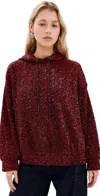 Stine Goya Sequin Oversize Hoodie In Bordeaux