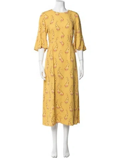 Pre-owned Stine Goya Paisley Print Midi Length Dress In Yellow
