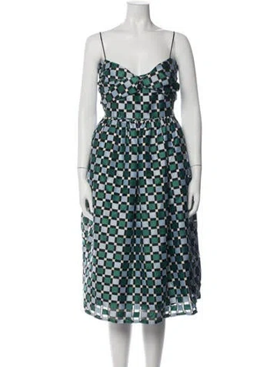 Pre-owned Stine Goya Patterned Midi Length Dress In Blue