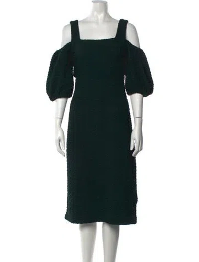 Pre-owned Stine Goya Patterned Midi Length Dress In Green