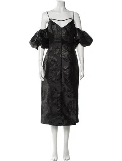 Pre-owned Stine Goya Patterned Midi Length Dress W/ Tags In Black