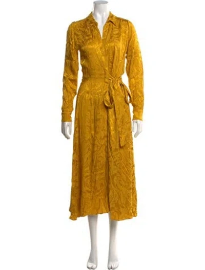 Pre-owned Stine Goya Patterned Midi Length Dress In Yellow