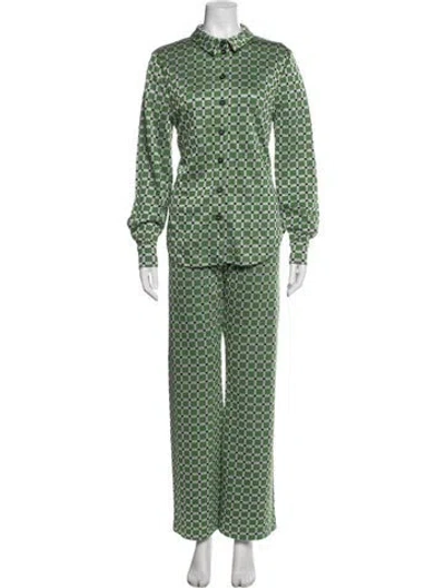 Pre-owned Stine Goya Patterned Pant Set In Green