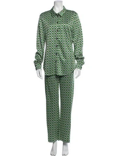 Pre-owned Stine Goya Patterned Pant Set In Green