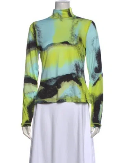Pre-owned Stine Goya Patterned Turtleneck Top In Green