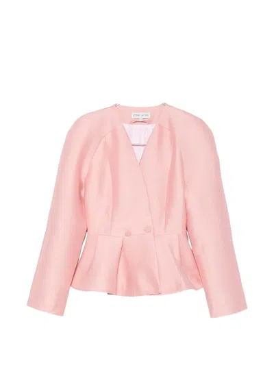 Stine Goya Peplum-hem V-neck Jacket In Pink