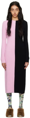 Stine Goya Chiara Two-tone Ribbed-knit Midi Dress In 4029 Pink/navy
