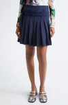 Stine Goya Pinstripe Belted Pleated Skirt In Blue