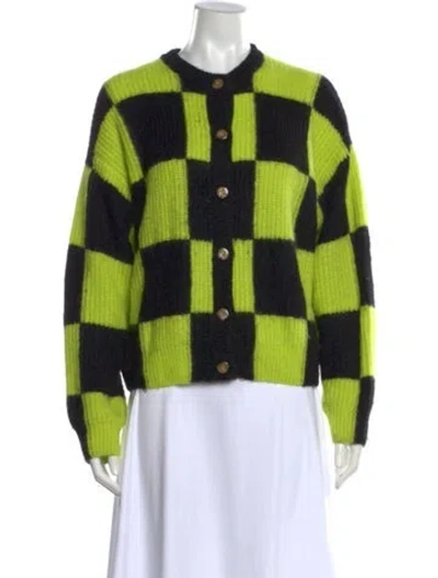 Pre-owned Stine Goya Plaid Print Crew Neck Sweater In Green